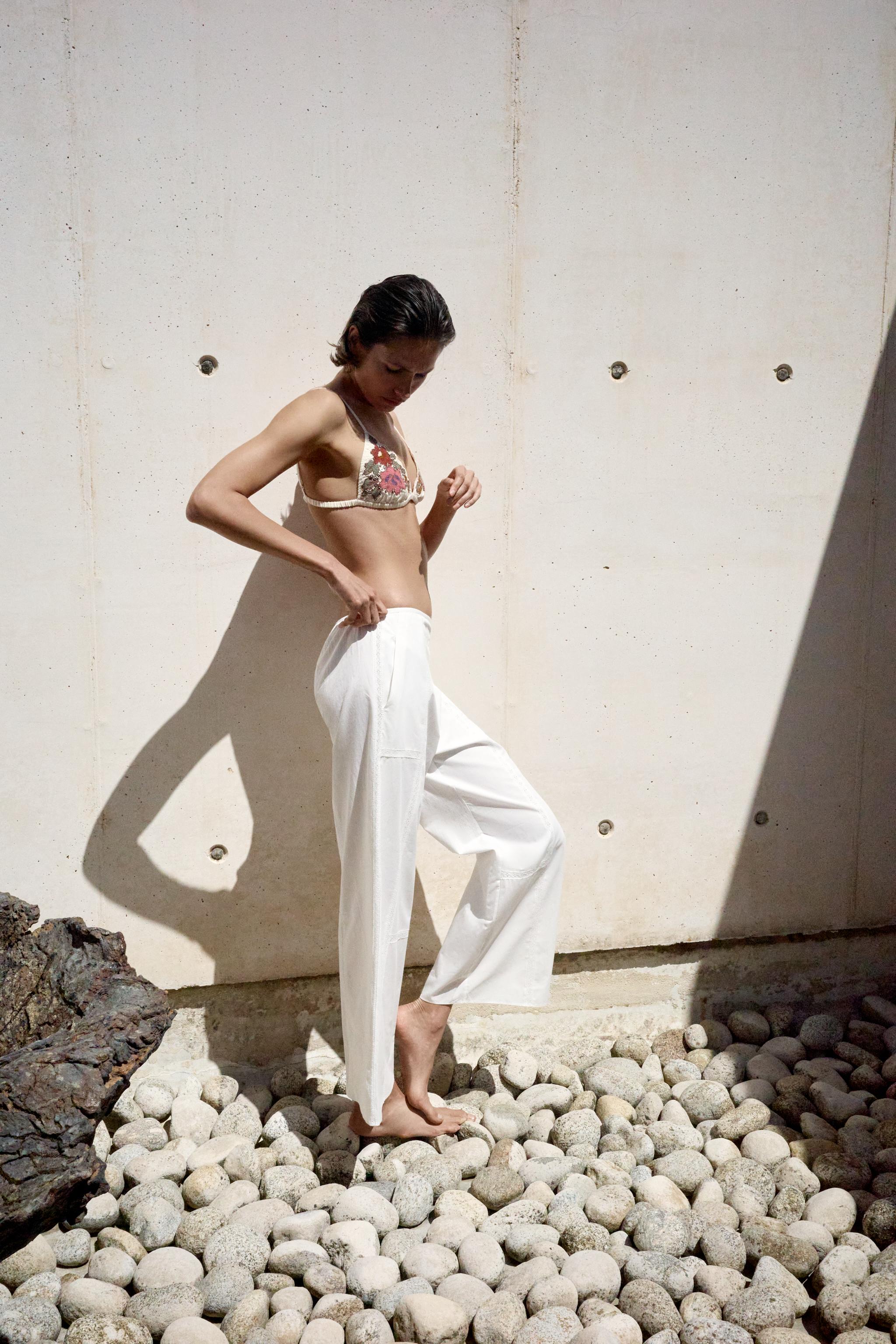 PANTALON 100% COTON DENTELLE